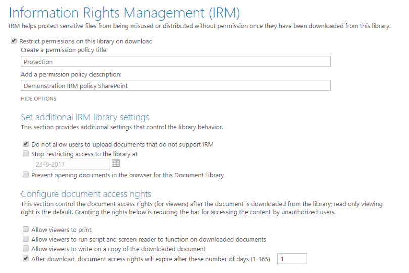 SharePoint_IRM_Settings