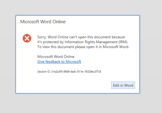 Word Online error