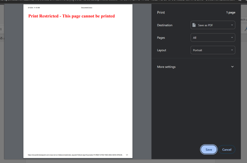 Going beyond a sensitivity label – disable printing – Information ...